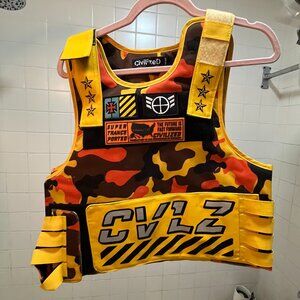 Civilized Yellow & Orange Camouflage Tactical Bulletproof Cosplay Vest One Size